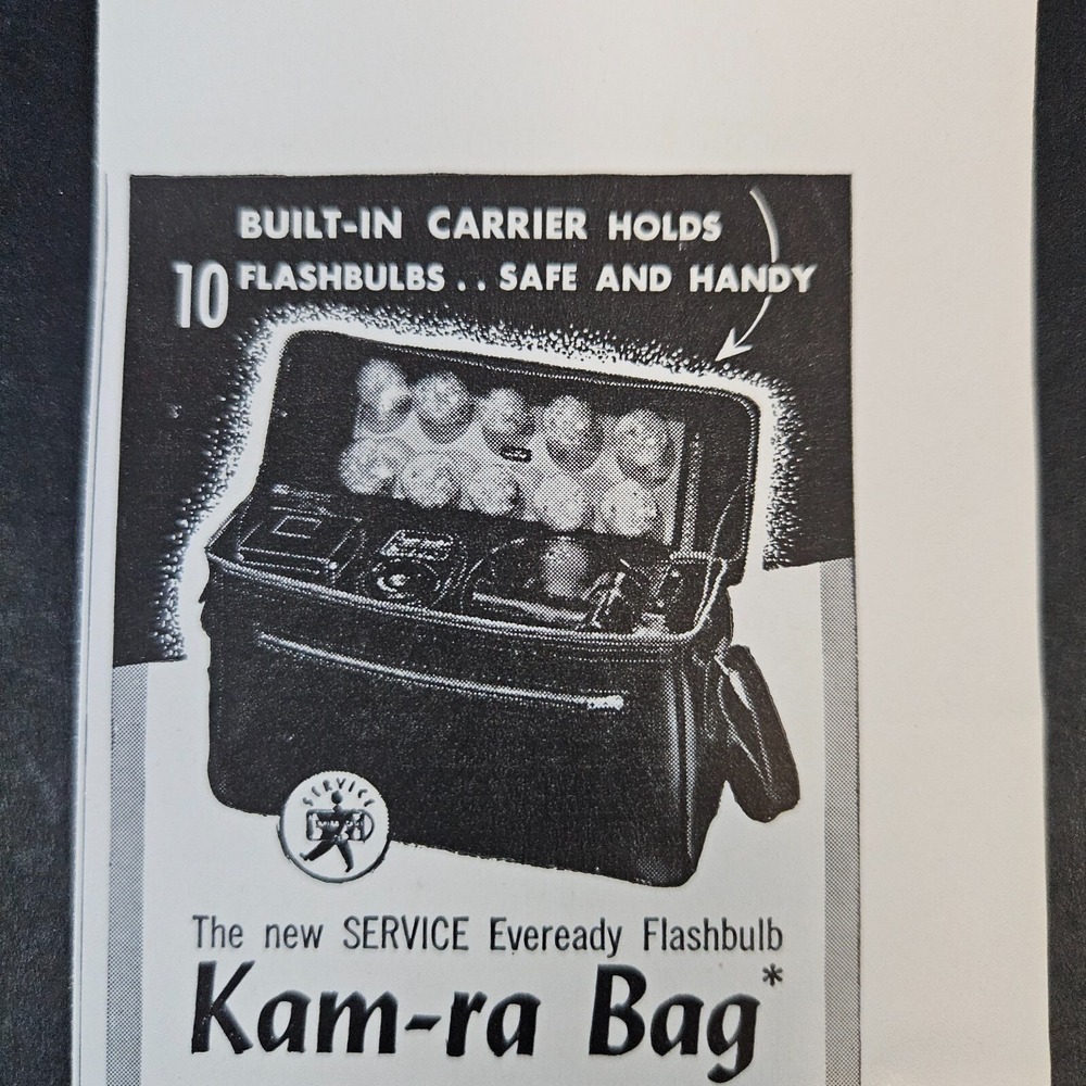1951 Service Manufacturing Kam-Ra‎ Bag Vintage Print Ad Tolex Cordovan Cowhide